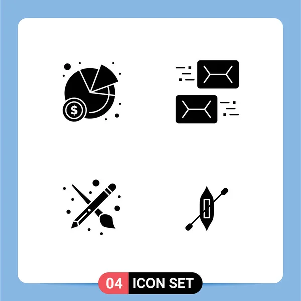 Thematic Vector Solid Glyphs Editable Symbols Chart Paint Address Letter — Stockový vektor