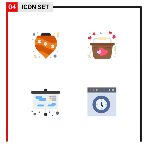 Universal Flat Icon Signos Símbolos Bolas Educación Decoración Corazón Escuela — Vector de stock