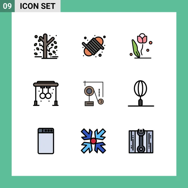 Set Modern Icons Sysymbols Signs Training Fitness Yarn Rings Nature — Archivo Imágenes Vectoriales