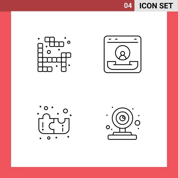 Mobile Interface Line Set Pictograms Tetris Puzzle Call Contact Camera — 스톡 벡터