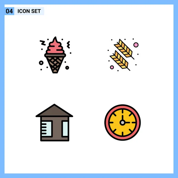 Creative Icons Modern Signs Sysymbols Cone Board Food Feather Alarm — Vector de stock