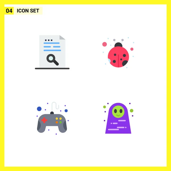 Flat Icons Signs Symbols Content Controller File Lady Bug Pad — 스톡 벡터