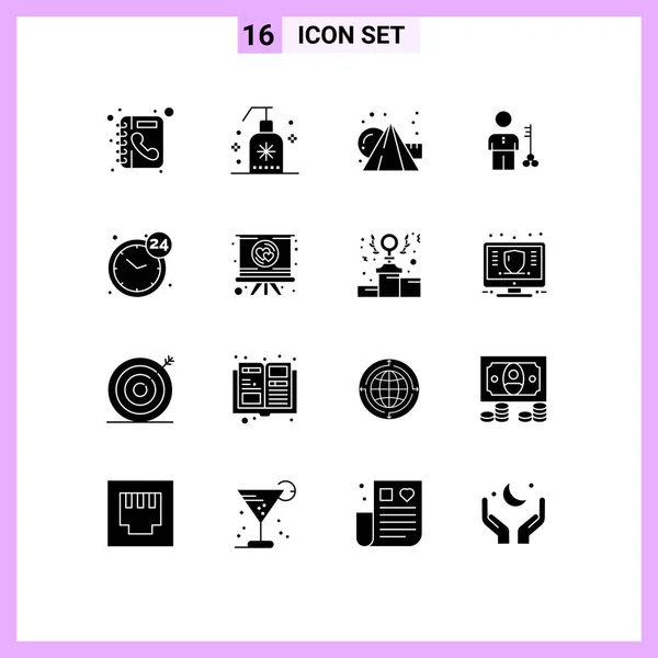 Set Modern Icons Sysymbols Signs Provider Man Art Lock Solution — Vector de stock