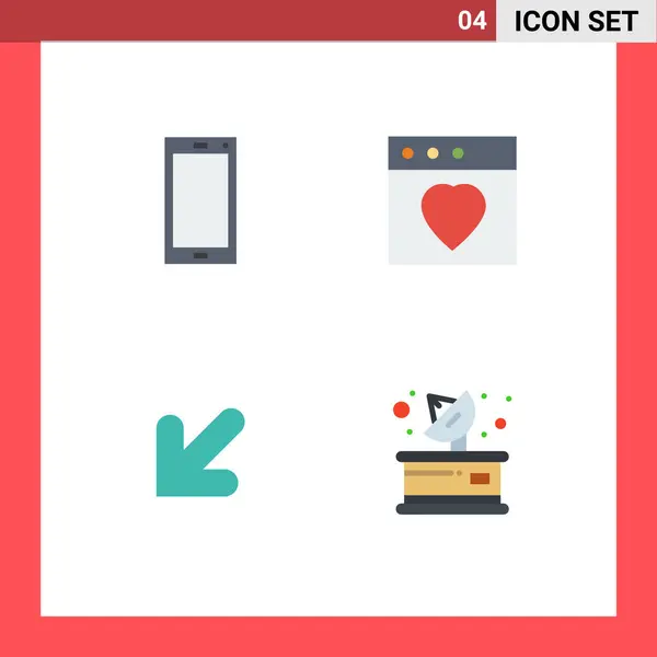 Modern Set Flat Icons Pictograph Phone Android Favorite Communication Editable — Stock Vector