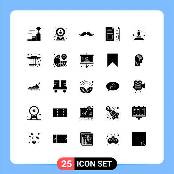 Pictogram Set Simple Solid Glyphs File Data Resources Account Male — Stock Vector