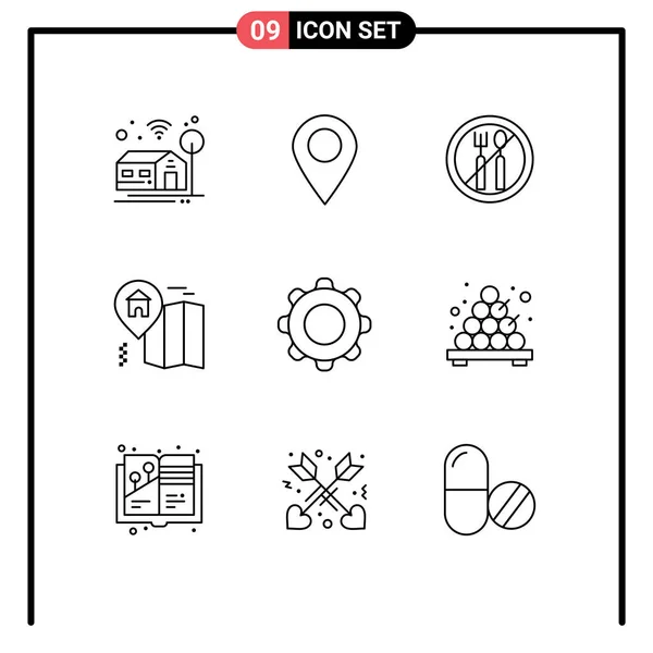 Set Modern Icons Sysymbols Signs Navigation Interface Ramadan Basic Map — Archivo Imágenes Vectoriales