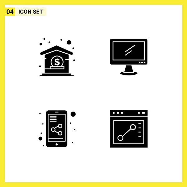 Conjunto Icones Modernos Símbolos Sinais Para Banco Compartilhamento Gestão Dispositivo — Vetor de Stock