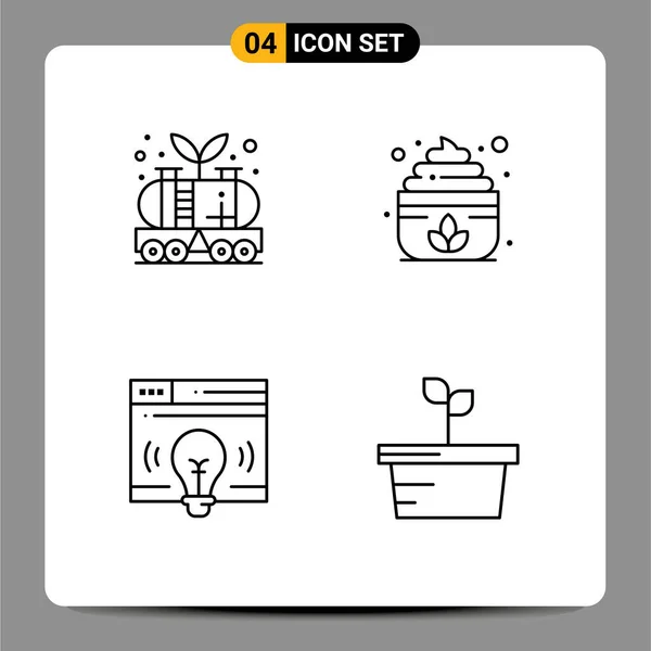 Set Modern Icons Sysymbols Signs Energy Web Power Cream Bulb — Vector de stock