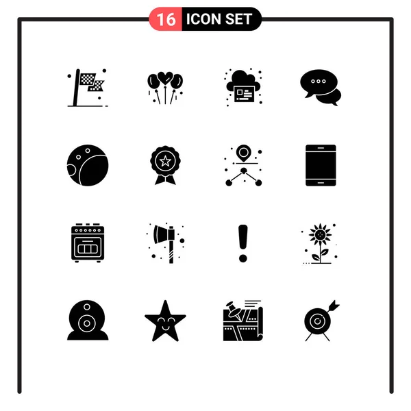 Pictogram Set Simple Solid Glyphs Backside Message Heart Chat Cloud — 스톡 벡터