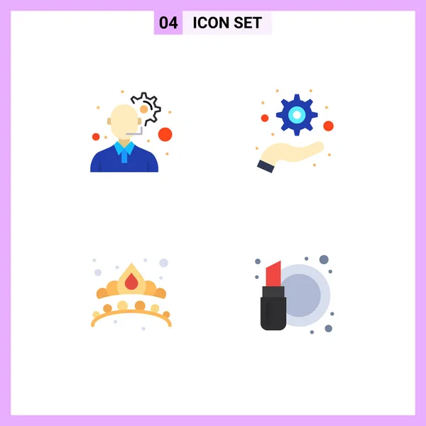 Pack Creative Flat Icons Customer Service Jewel Management Crown Cosmetic — Stock Vector