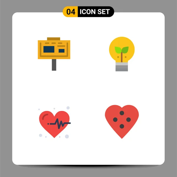 Set Vector Flat Icons Grid Board Medical Advertising Idea Heartbeat — Vector de stock