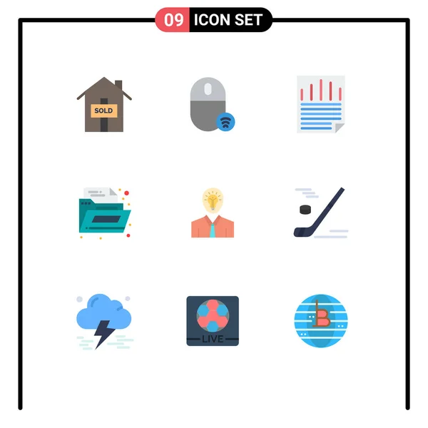 Creative Icons Modern Signs Sysymbols Success Man Data Office Document — Vector de stock