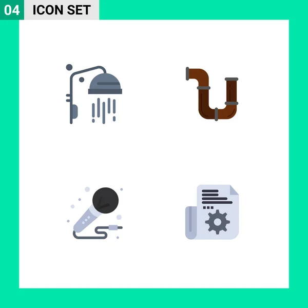 Creative Icons Modern Signs Symbols Bathroom Microphone Pipe Tools Studio — Stock Vector