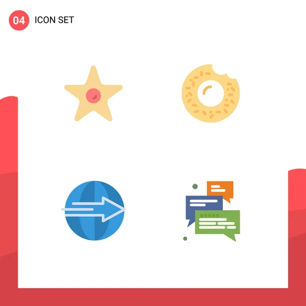 Set Commercial Flat Icons Pack Film Export Theatre Sweets Service — Vector de stock