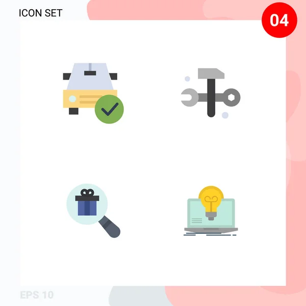 User Interface Flat Icon Pack Modern Jelek Szimbólumok Autó Kutatás — Stock Vector
