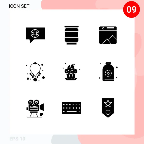 User Interface Solid Glyph Pack Modern Signs Symbols Cup Αρτοποιείο — Διανυσματικό Αρχείο