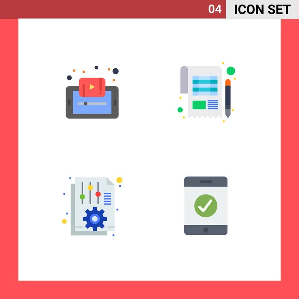 Conjunto Universal Iconos Planos Para Aplicaciones Web Móviles Documento Hoja — Vector de stock