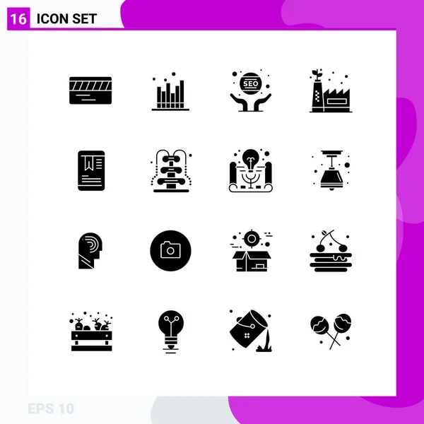 Stock Vector Icon Pack Лінійних Знаків Символів Тегів Зелений Завод — стоковий вектор