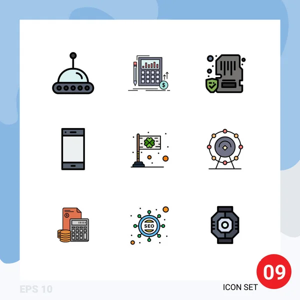 Conjunto Icones Modernos Símbolos Sinais Para Telefone Inteligente Telefone Cartão — Vetor de Stock
