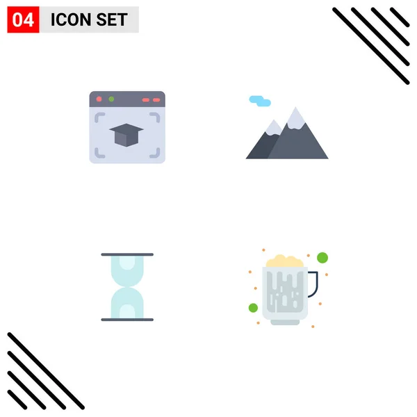 Mobile Interface Flat Icon Set Pictograms Web Loading Graduation Mountains — Stockový vektor