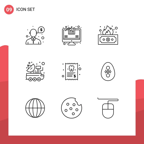 2017 Mobile Interface Outline Set Pictograms Medical Space Financial Signal — 스톡 벡터