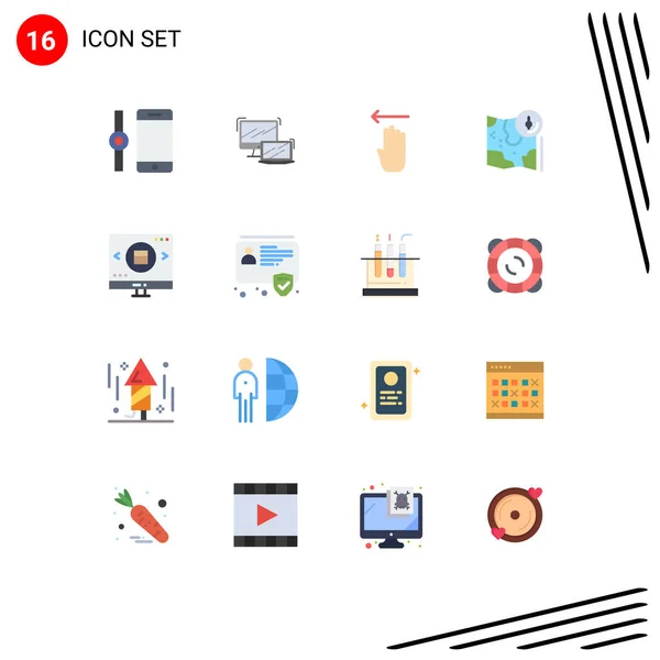 Set Modern Icons Sysymbols Signs Glass Track Finger Gps Map — Vector de stock