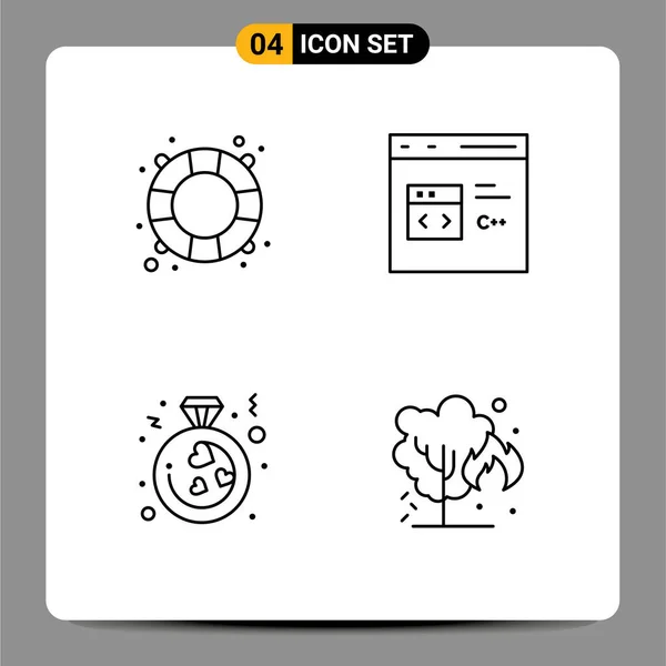 Pictogram Set Simple Filledline Flat Színek Mentés Szív Víz Kódolás — Stock Vector