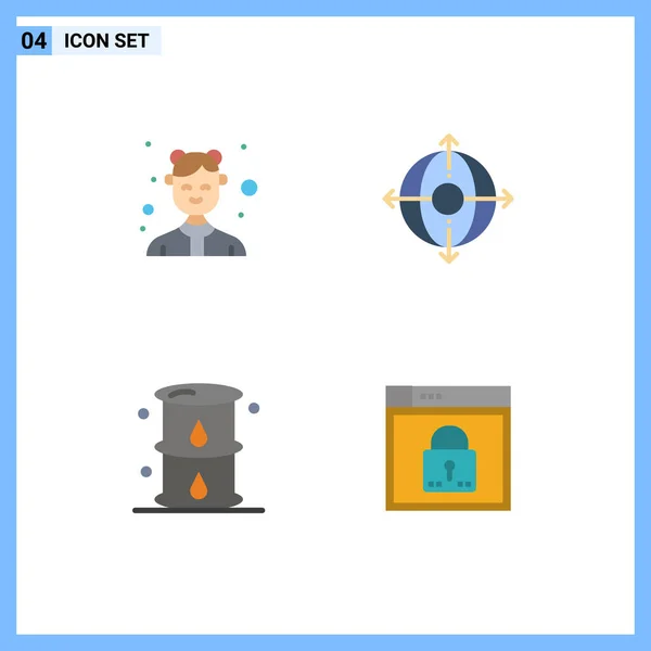 Stock Vektor Ikon Csomag Vonal Jelek Szimbólumok Avatar Energia Pincérnők — Stock Vector