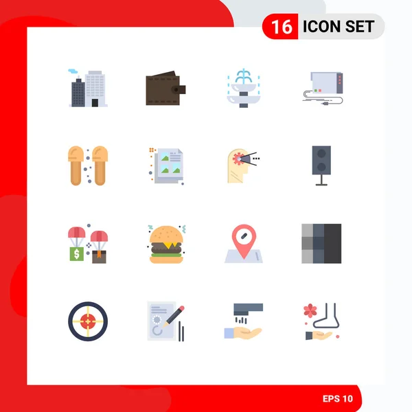 Pictogram Set Dari Warna Datar Sederhana Antarmuka Kartu Dompet Audio - Stok Vektor