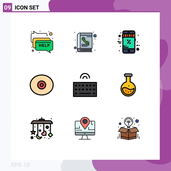 Modern Set Filledline Flat Colors Symbols Type Hardware Online Tit — Image vectorielle