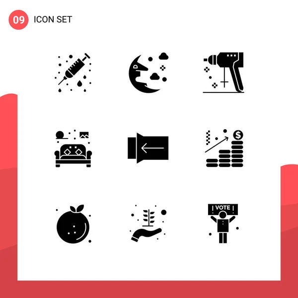 Set Modern Icons Sysymbols Signs Gesture Living Construction Home Chair — Vector de stock