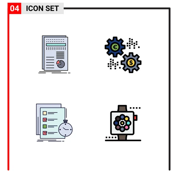 Universal Filledline Flat Color Znaki Firmowe Przychody Raport Pieniądze Zadanie — Wektor stockowy