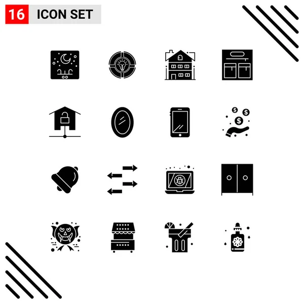 Universal Icon Symbols Gruppo Moderni Glifi Solidi Casa Moda Luce — Vettoriale Stock