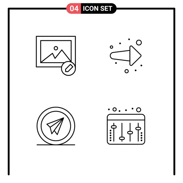 Set Modern Icons Sysymbols Signs Edit Launch Arrow Right Paper — Archivo Imágenes Vectoriales
