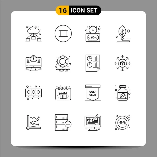 Universal Icon Symbols Group Modern Outlines Time Computer Fast Life — 스톡 벡터