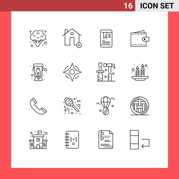 Universal Icon Symbols Group Modern Outlines Lucerna Peněženka Mobil Uživatel — Stockový vektor