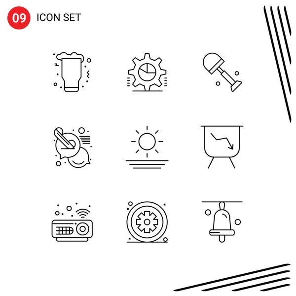 Set Vector Outlines Grid Support Chat Settings Call Shovels Editable — Vector de stock