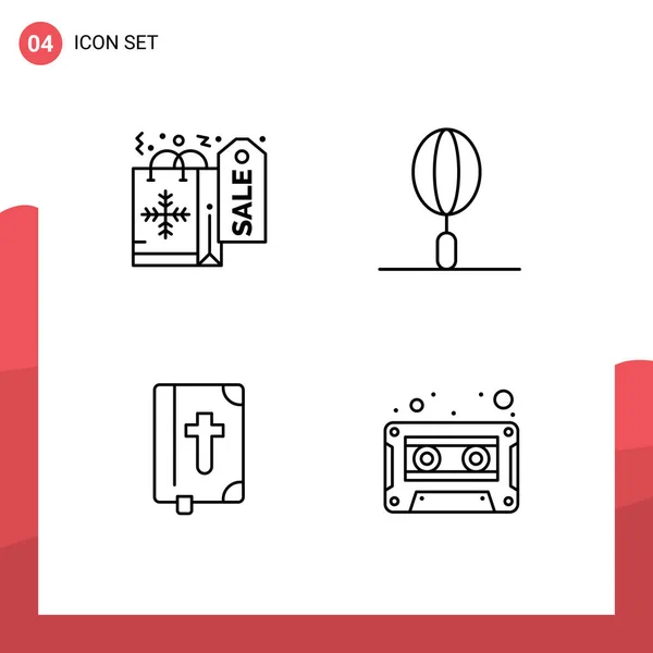 Mobile Interface Line Set Pictograms Christmas Easter Drink Kitchen Audio — стоковый вектор