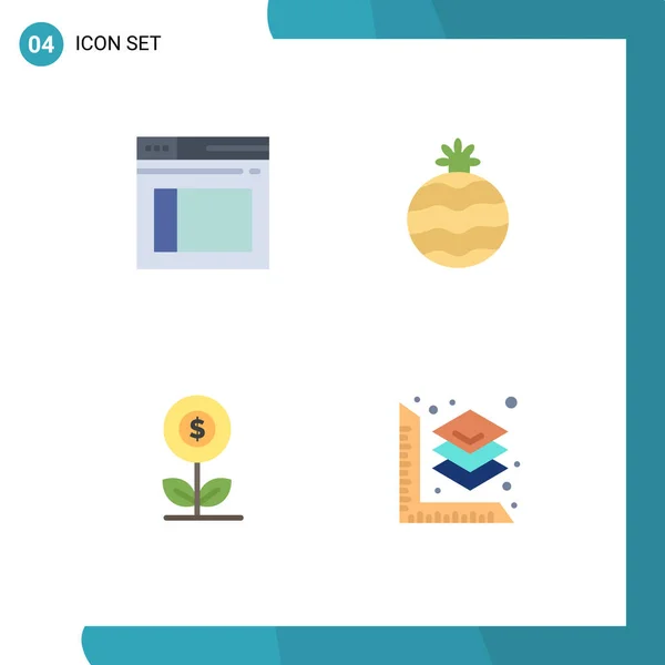 Piso Icon Pack Símbolos Universales Página Dólar Sitio Web Dinero — Vector de stock