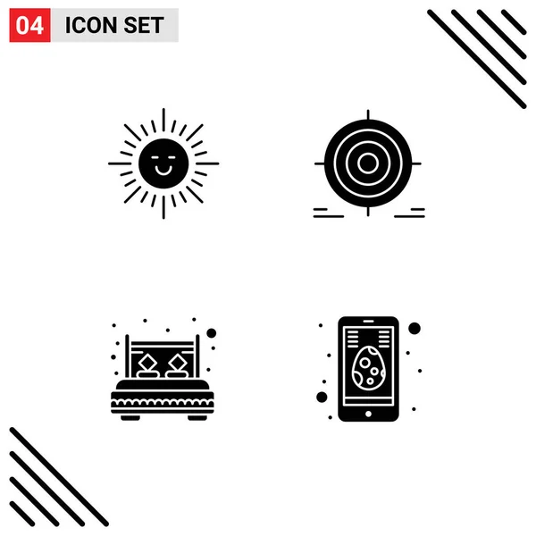 Set Modern Icons Sysymbols Signs Beach Bedroom Target Goal Rest — Vector de stock