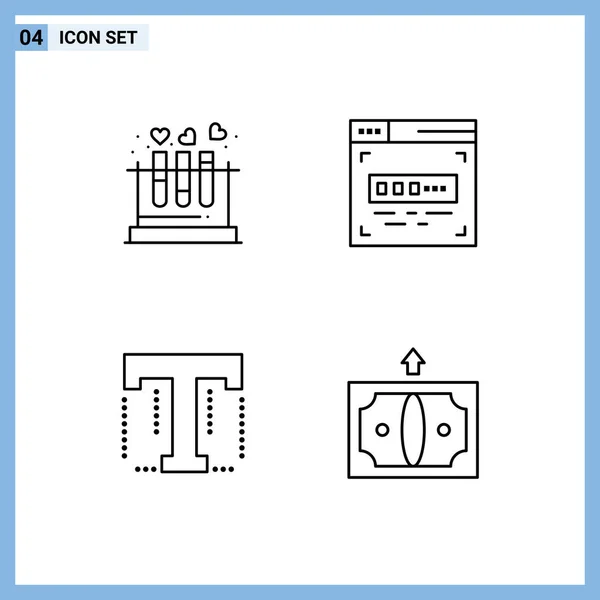 Interface Utilisateur Paquet Couleurs Plates Filledline Base Tube Texte Coeur — Image vectorielle