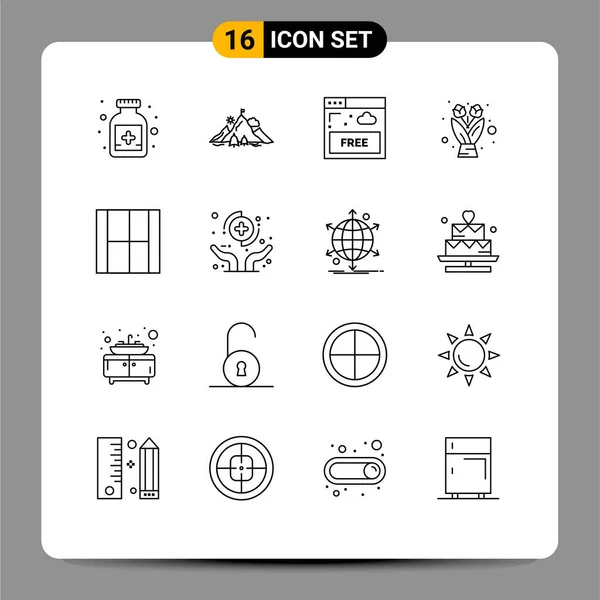 Stock Vector Icon Pack Segni Linea Simboli Disegnare Creare Accedere — Vettoriale Stock