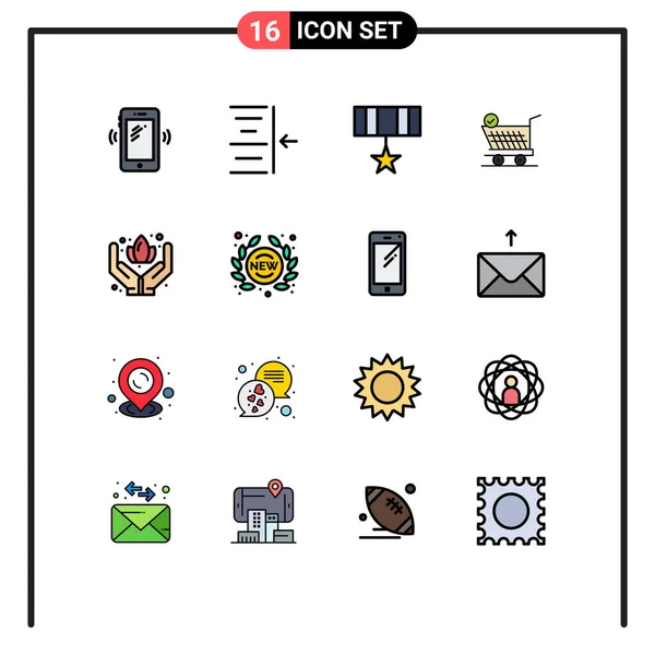 Conjunto Icones Modernos Símbolos Sinais Para Cuidado Carrinho Exército Compras —  Vetores de Stock