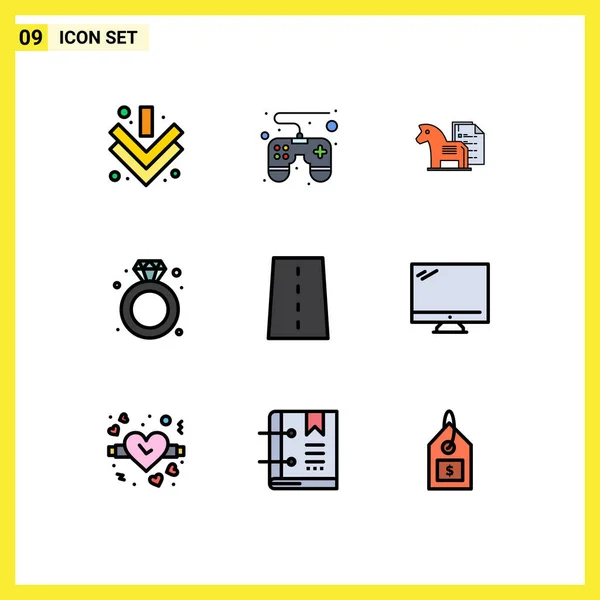 Universal Icon Symbols Group Modern Filledline Flat Colors Infrastructure Wedding —  Vetores de Stock