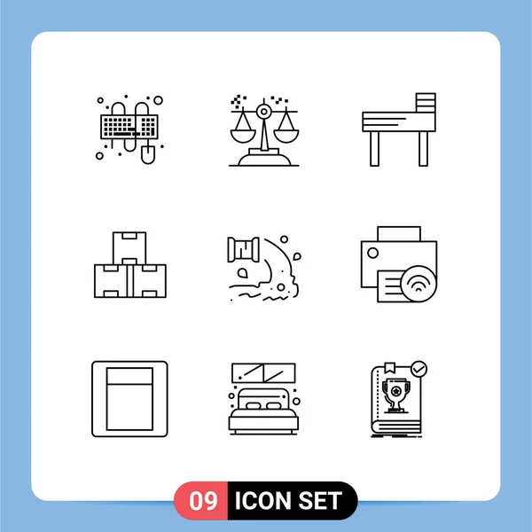 Modern Set Outlines Pictograph Industry Stock Law Production Industry Editable — стоковый вектор