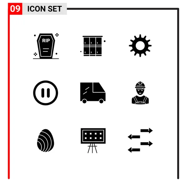 Universal Icon Symbols Group Modern Solid Glyphs Worker Van Sport —  Vetores de Stock