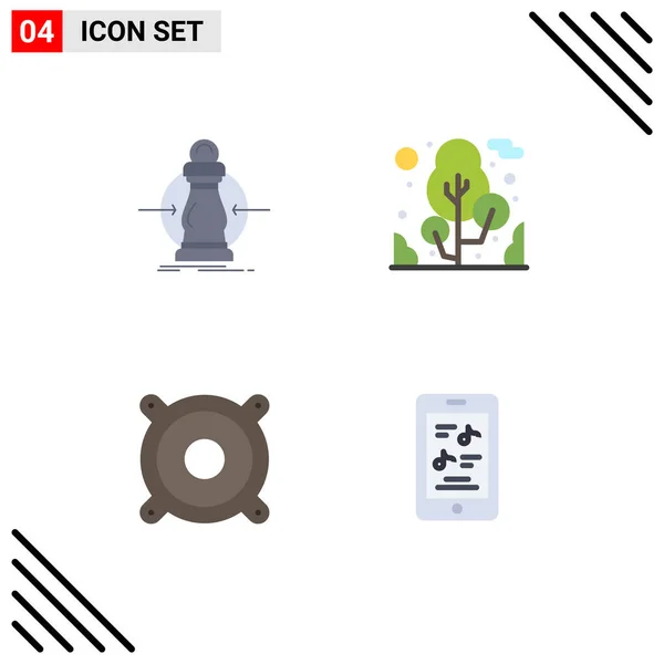 Flat Icon Concept Websites Mobile Apps Consumption Music Lower Tree — Stock Vector