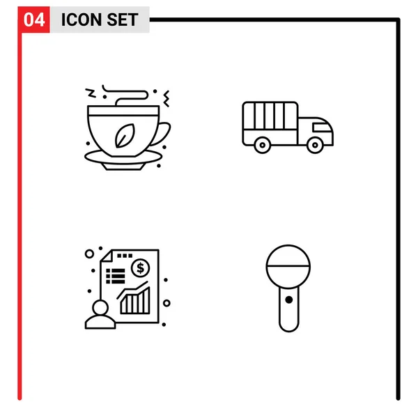 Vector Icon Pack Line Signs Symbols Tea Businessman Food Transport — 스톡 벡터