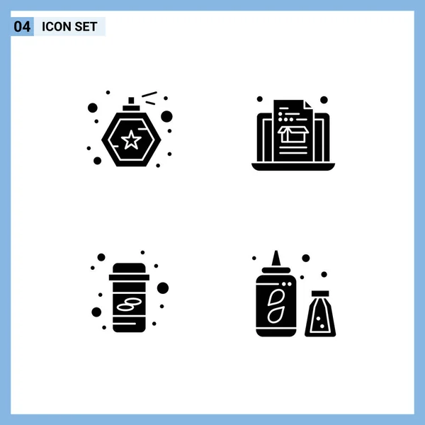 Stock Vector Icon Pack Mit Zeilenzeichen Und Symbolen Für Flasche — Stockvektor