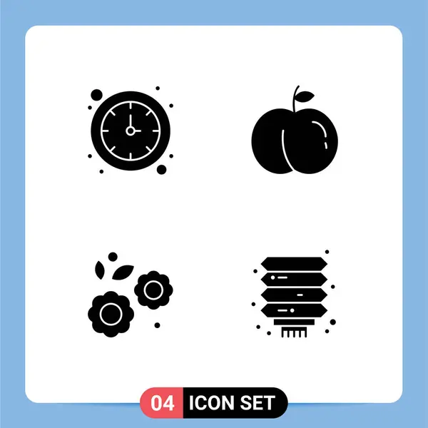 Universal Icon Symbols Group Modern Solid Glyphs Clock China Fruit — Stock Vector